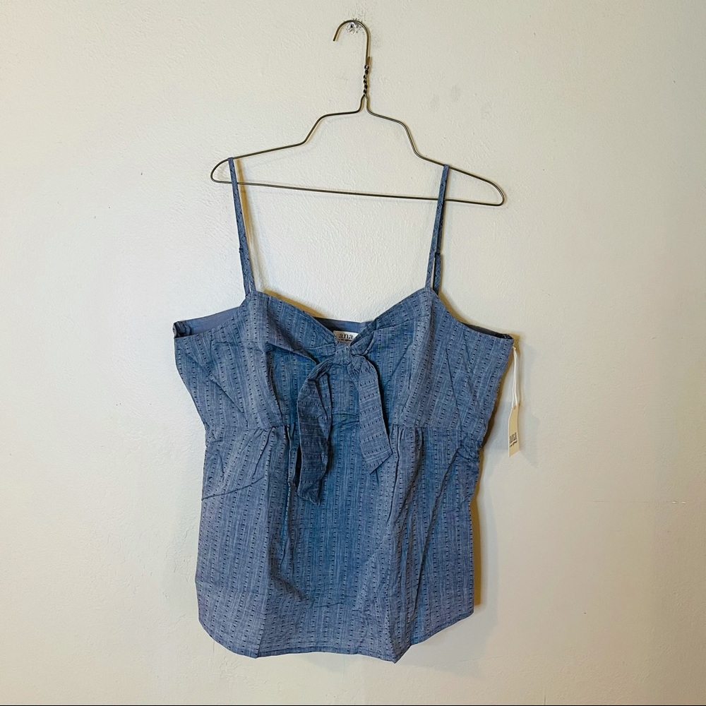 NWT Dark Blue Tie Front Blouse